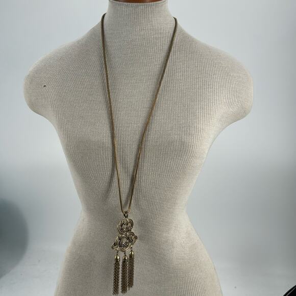 Chicos Celtic knot tassel pendant long necklace - Picture 1 of 5